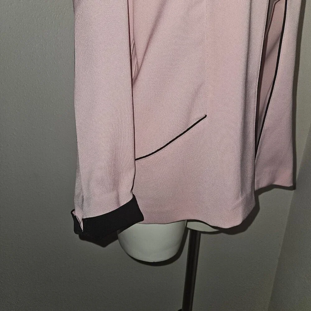 Dressbarn Pink Black Blazer Jacket Striped Tank Top Matching Set Size 10